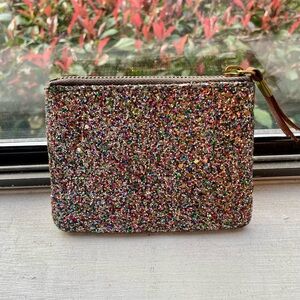 Madewell Multicolor Glitter Zipper Wallet Pouch